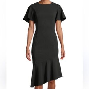 Calvin Klein Elegant Black Asymmetrical Dress